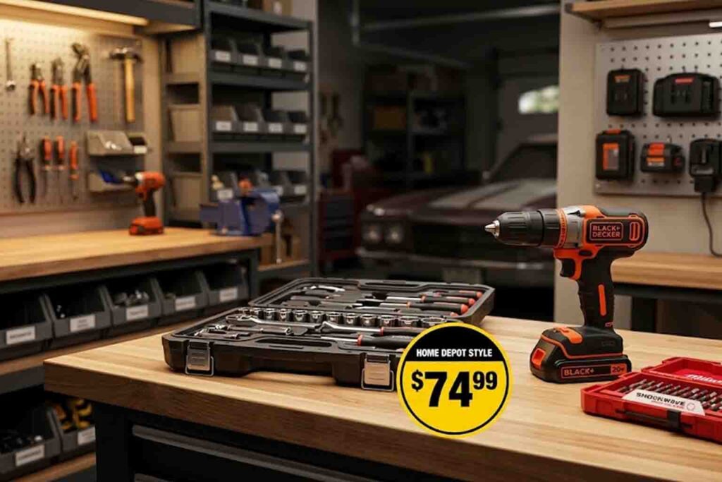 A curated selection of the best Home Depot tools under $75, including cordless drills, Husky tool kits, and Milwaukee bit sets for DIY projects.