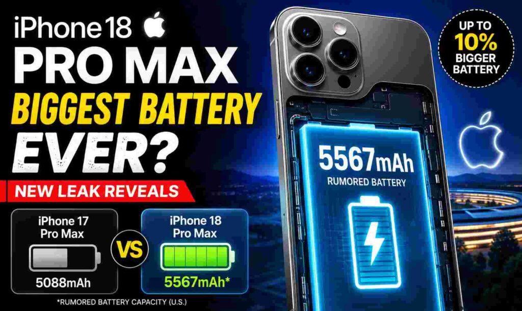 iPhone 18 Pro Max Battery leaked capacity comparison